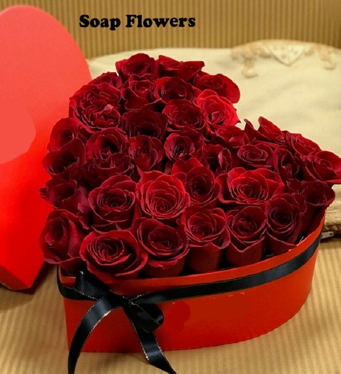 Red Heart Valentine Soap Roses